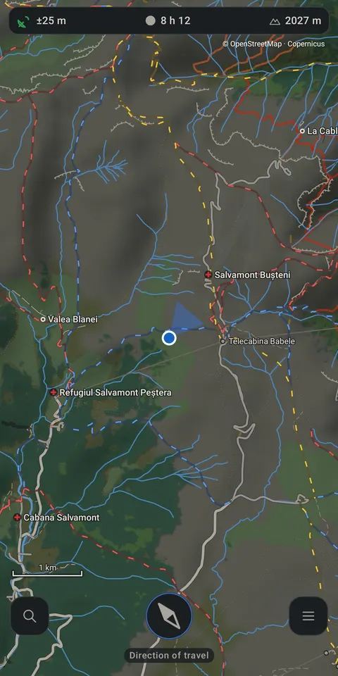 The map in night mode