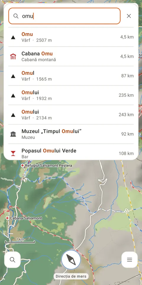Căutare după Omu: vârful și Cabana Omu